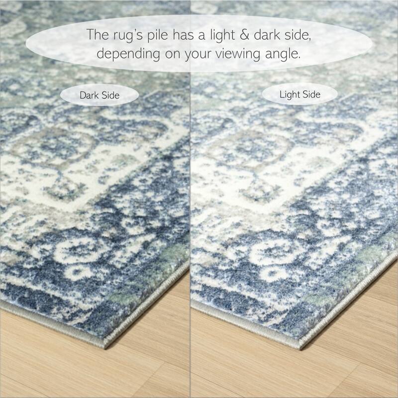 Sevita Classic Traditional Blue/Gray Indoor Area Rug