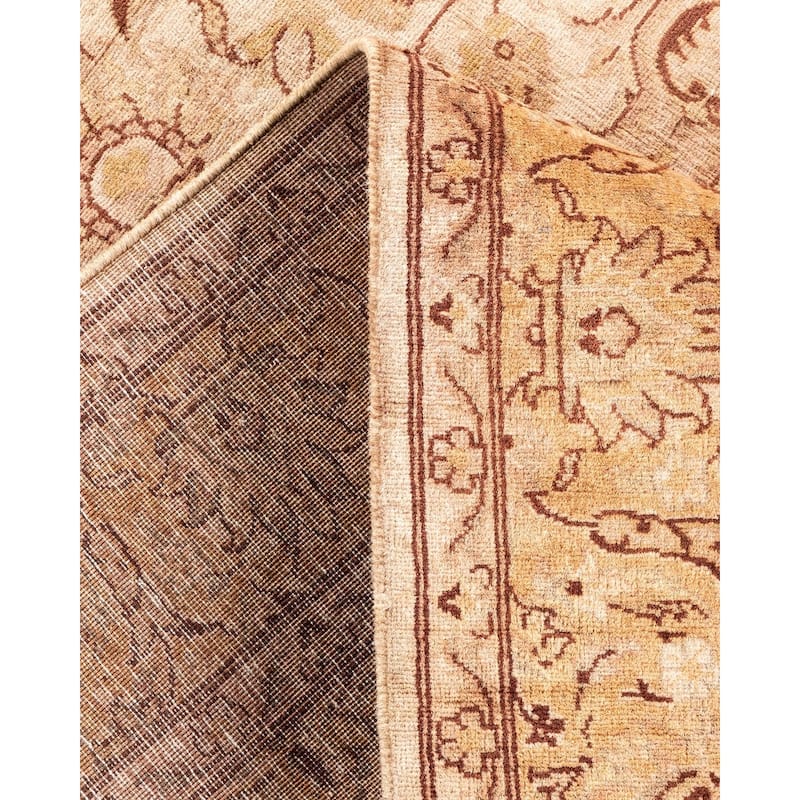 Overton Hand Knotted Wool Vintage Inspired Modern Contemporary Overdyed Beige Area Rug - 4' 2" x 6' 3"