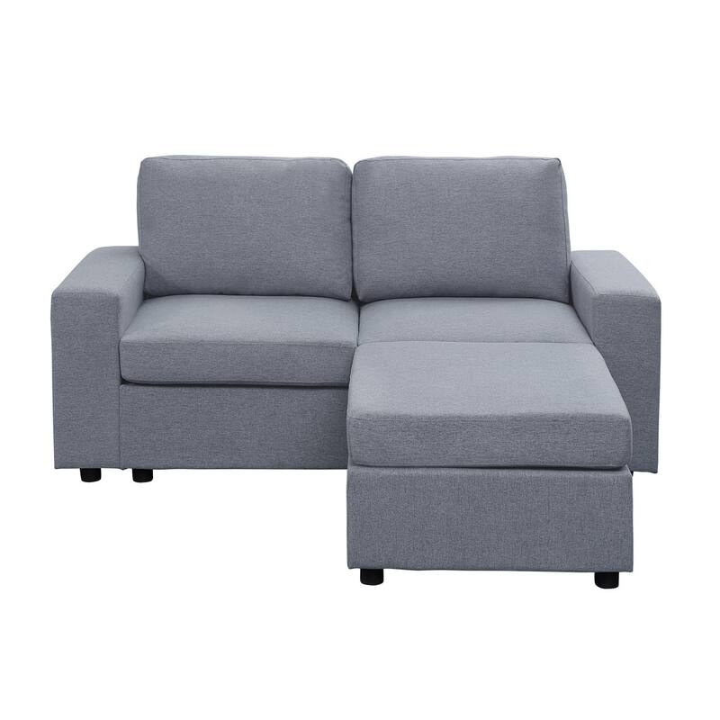 Linen Loveseat with Ottoman