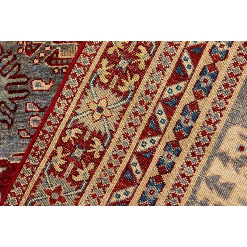 Bohemian Heriz Ziegler Dangelo Gray Red Hand-Knotted Rug - 5'0'' x 6'5''