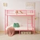 preview thumbnail 10 of 23, Iron Bed Bunk Bed with Ladder for Kids Twin Size White Pink
