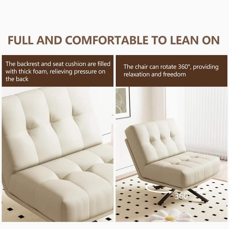 Leather 360-Degree Rotating Single Chair with Eco-Leather Upholstery - 27.55"Wx27.55"Dx34.64"H