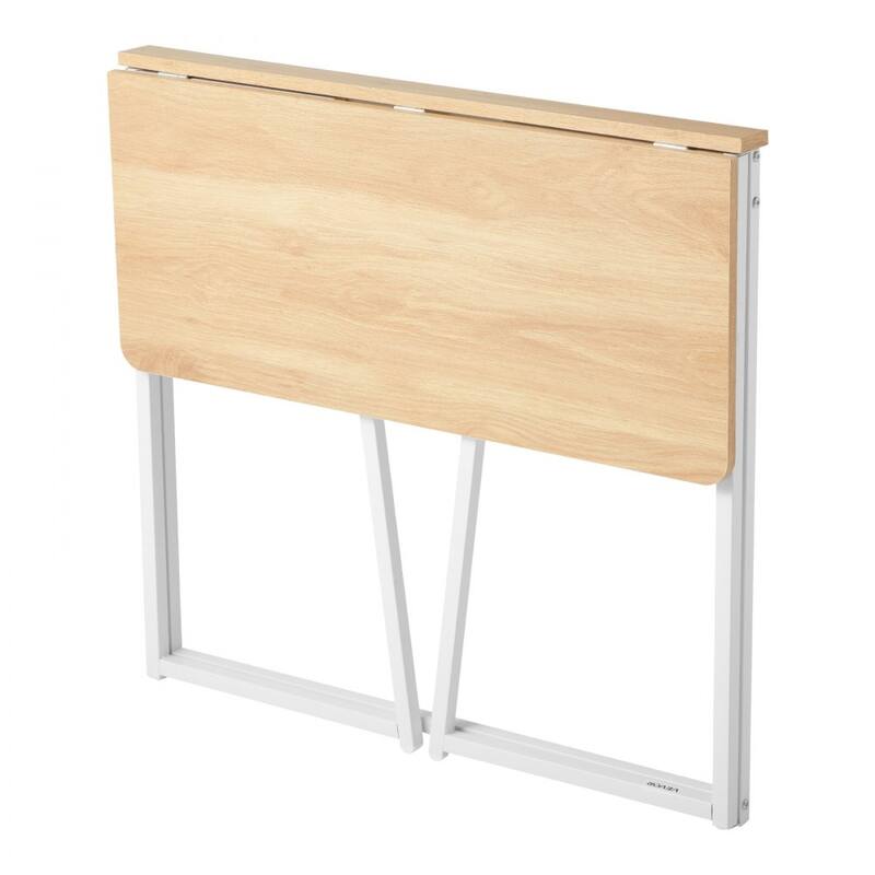 Wood Foldable Computer Desk with White Sturdy Steel Frame for Home Office and Study