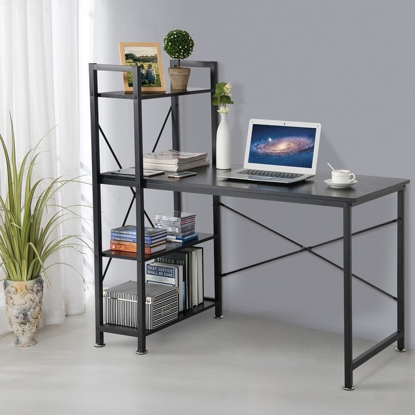 Utopia Alley Modern Style Computer Desk with 4 Tier Attached Bookshelf. Opens flyout.