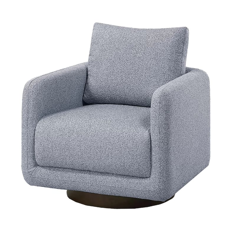 Wade Swivel Armchair with 360 Rotation and Square Frame, Gray Boucle