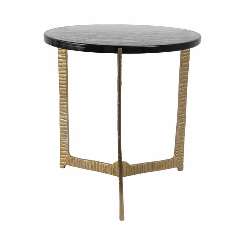 Side Table - Glass Top on Textured Metal Base, 22"