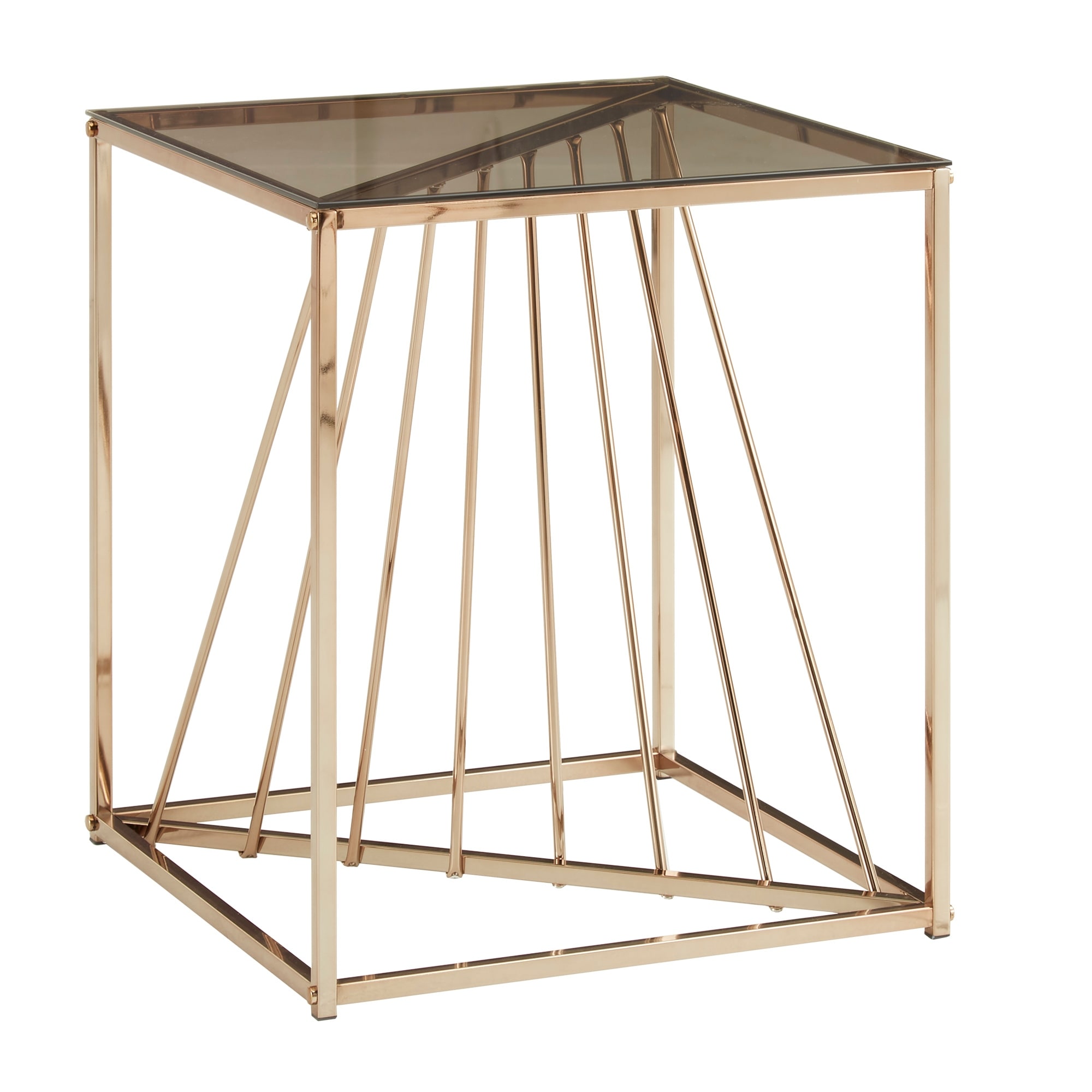 Hannah Square Metal and Glass Top End Tables by iNSPIRE Q Bold