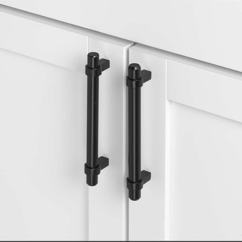 GlideRite 5-Pack 5-inch Center Solid Steel Euro Cabinet Pull Black