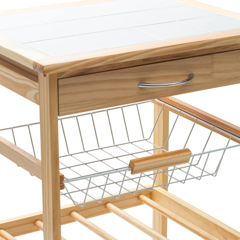 Organize It All Rolling Kitchen Cart with Ceramic Countertop - 18.50 x 14.50 x 30.00"