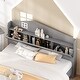 preview thumbnail 4 of 20, Wooden Full Size House Bed with Storage Headboard ,Kids Bed with Storage Shelf,Grey