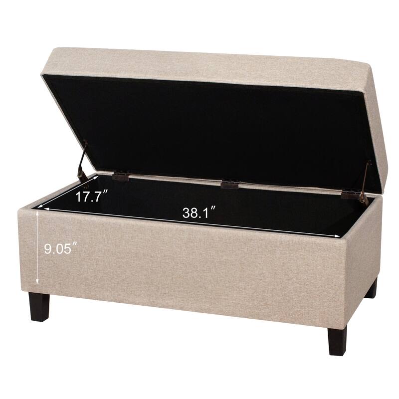 Adeco 40" Faux Leather Storage Ottoman Bench with Tufted Button - 40"X18.8"X16.5"