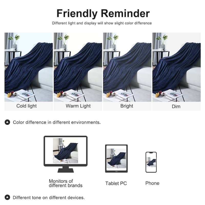 Flannel Fleece Blanket Soft Warm Luxury Hemmed