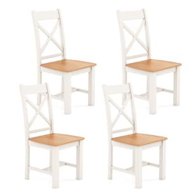 Gymax Modern Wooden Dining Chairs Set of 4 w/ High Back Rubber Wood