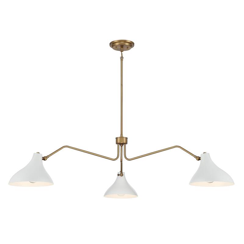 Bellevue SH7019 3 Light 55" Wide Chandelier - White / Natural Brass