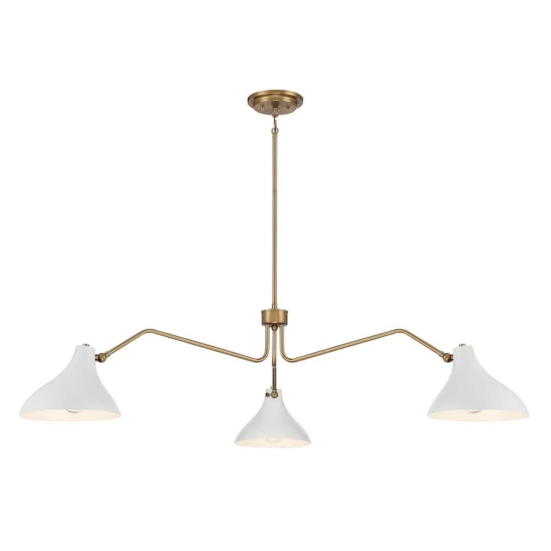 Meridian M7019 3 Light 55" Wide Chandelier - White / Natural Brass
