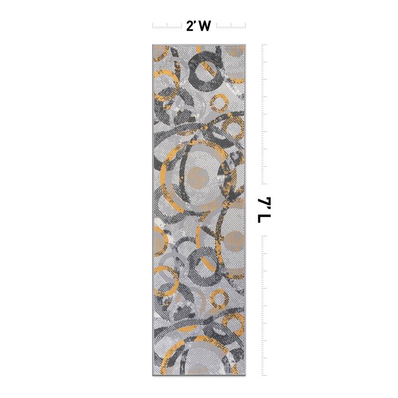 World Rug Gallery Distressed Modern Circles Area Rug