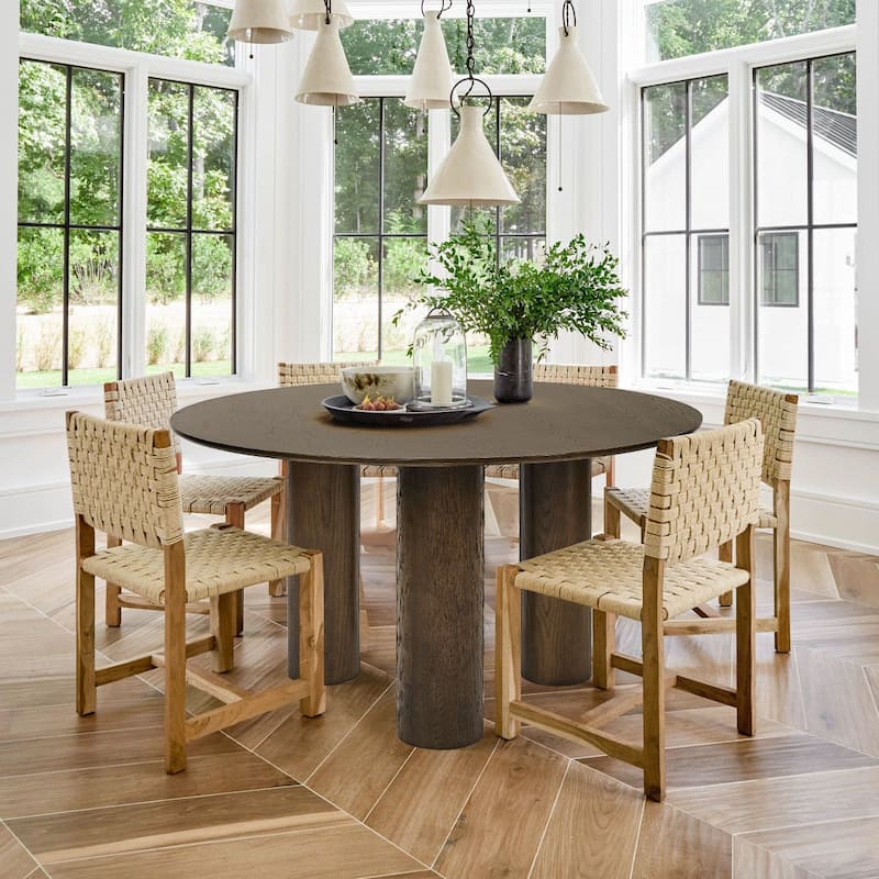 3 Legged 52" Solid Oak Round Dining Table