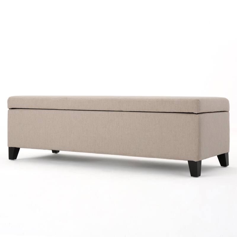 Wheat Contemporary Birch Wood Legs Storage Ottoman