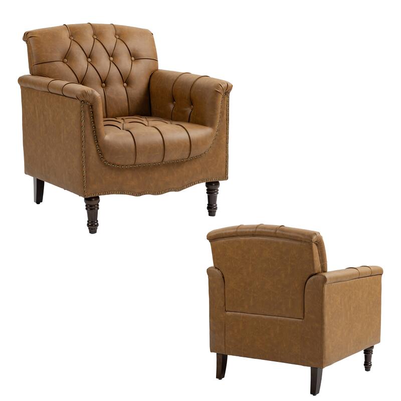 31" W Tufted Vegan Leather Accent Chairs for Living Room Set of 2