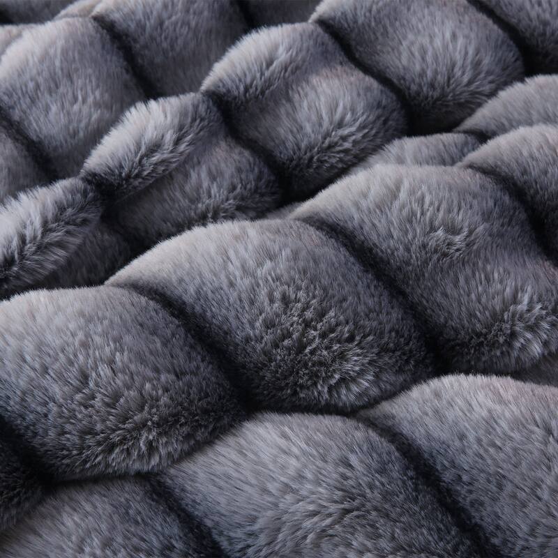 Warm Fleece Blanket Striped Fluffy Plush Bed Blanket 85"x93", 9lbs