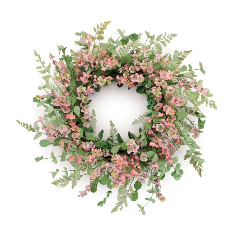 HomeRoots 18" Pink And Green Mixed Assortment Artificial Wreath