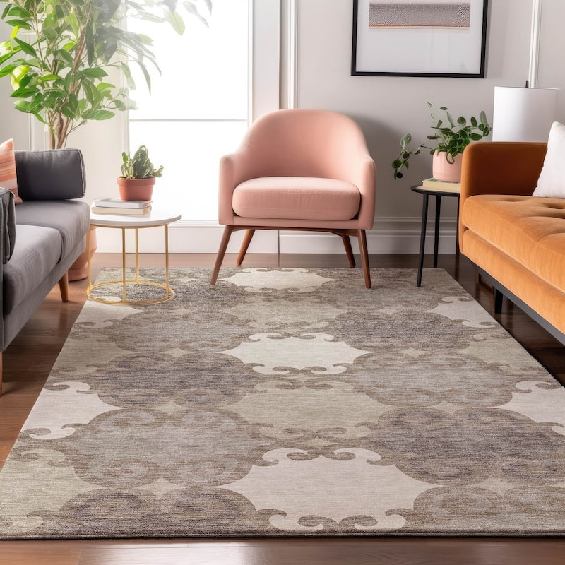Premium Washable Super Soft Ornate Scroll Mayfield Rug - Taupe - 2'6" x 3'10"