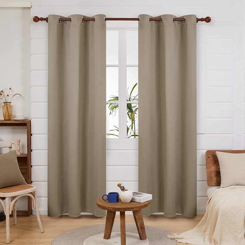 Deconovo Solid 42 Width Curtain Panel (1 Panel) - 42x63 Inch - Khaki