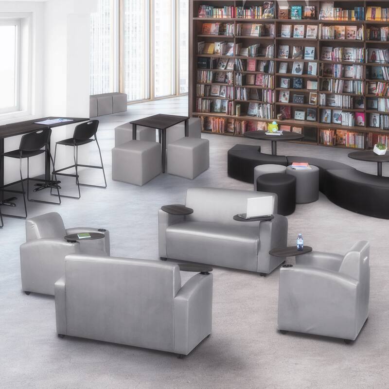 Supernova Tablet Arm Loveseat- Black/Java - Grey