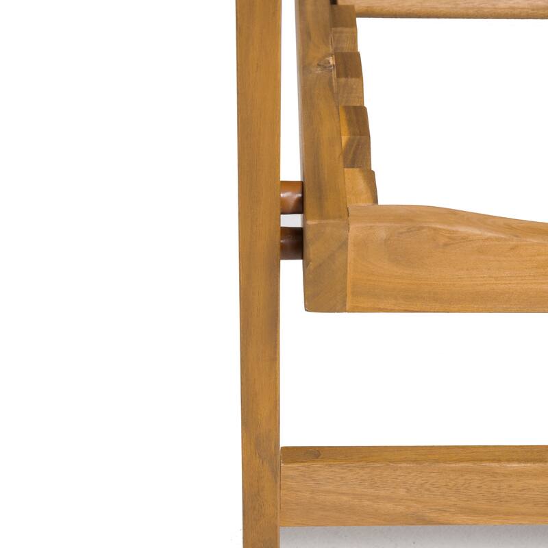 Roomfitters Wood and Wicker Chaise Lounge with Adjustable Backrest for Outdoor Sunbathing and Comfortable Patio Seating, Natural