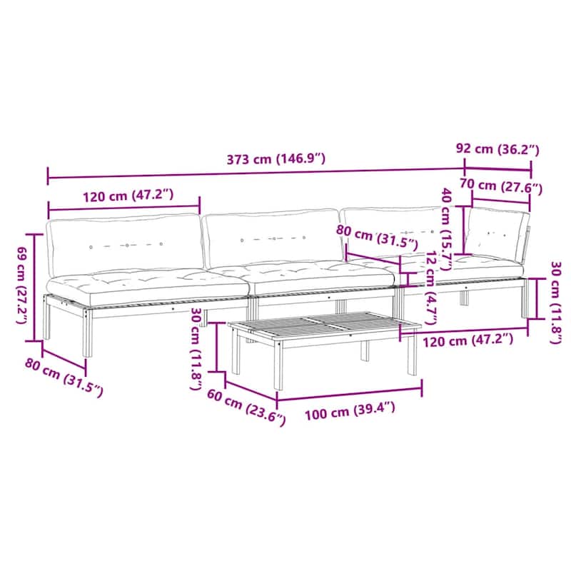 vidaXL Patio Pallet Sofa Set Outdoor Garden Furniture 4 Piece Solid Wood Acacia
