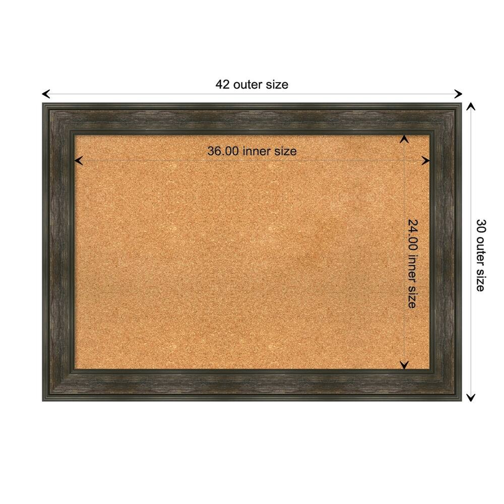 Rail Rustic Char Framed Natural Corkboard Bulletin Board