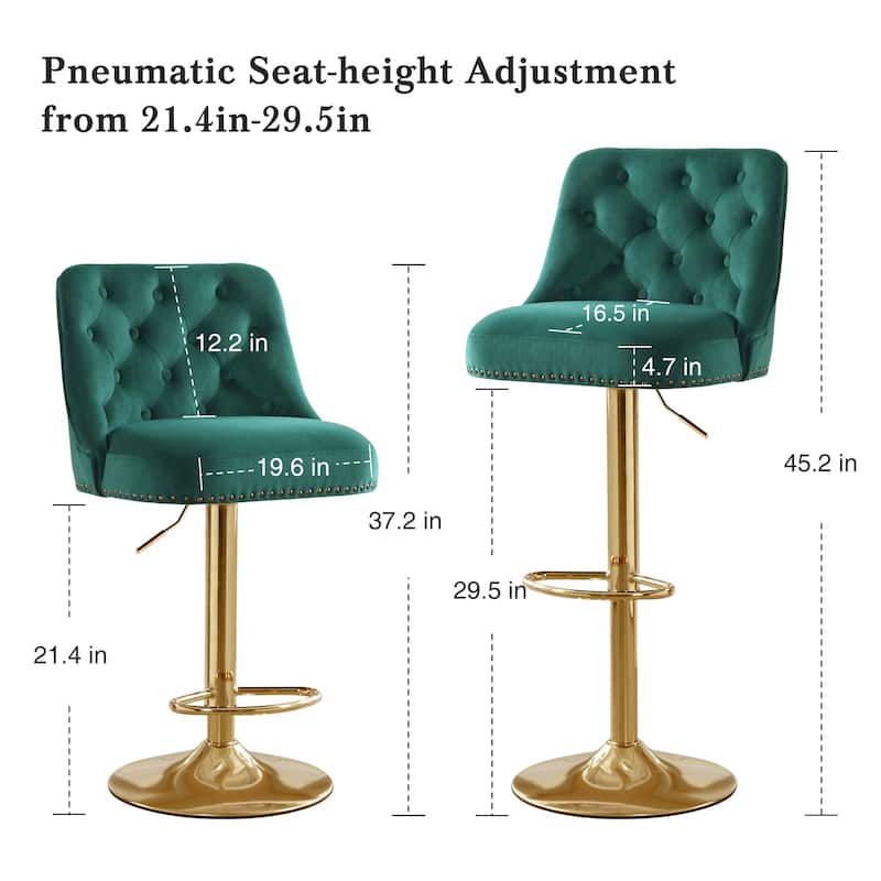 HOMYKA 360 Degrees Swivel Bar Chair With Adjustable Height and Metal Feet Bar Stool Set of 2