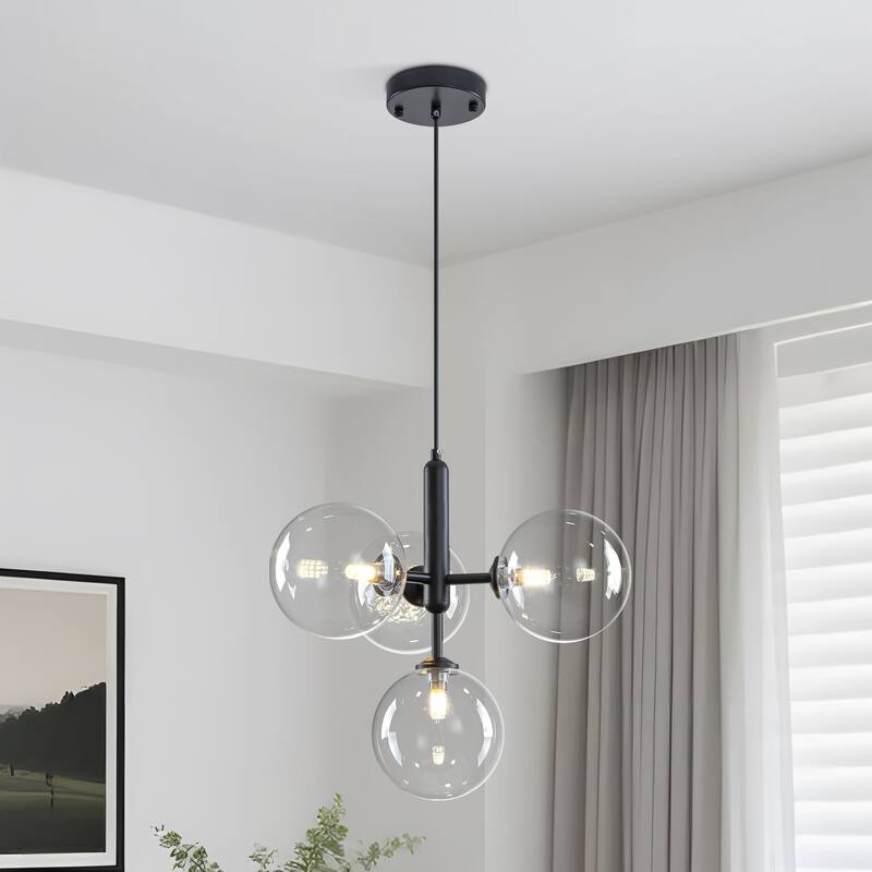 Starsky 4-Light Modern Sputnik Sphere Clear Glass Bubble Chandelier