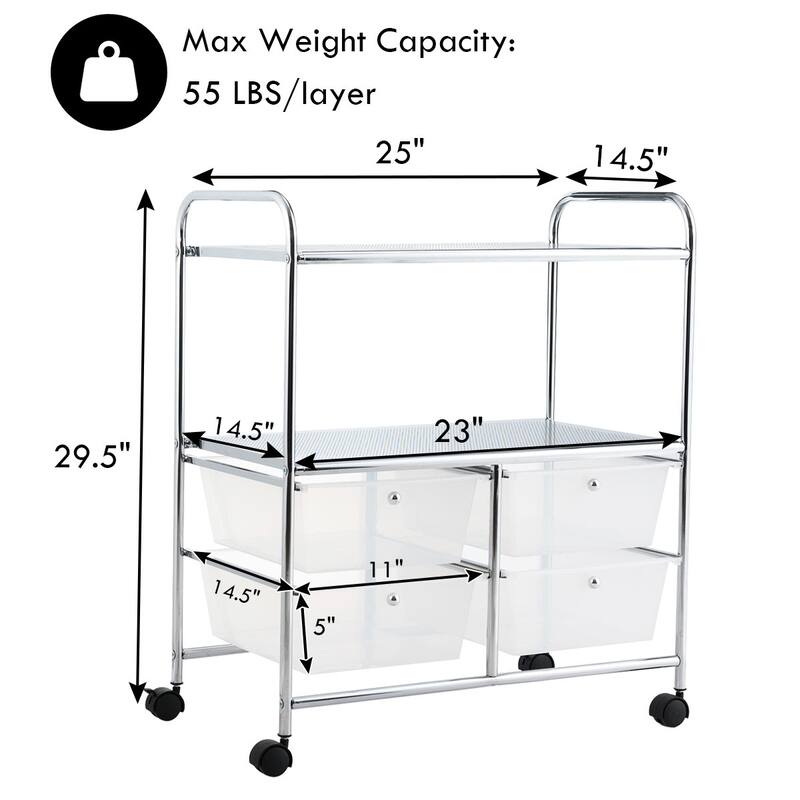 Costway 4Drawer Rolling Storage Cart shelf Scrapbook Paper Office - See Details