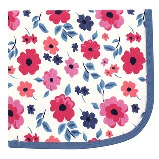 Touched by Nature Baby Girl Organic Cotton Swaddle, Receiving and Multi-purpose Blanket, Garden Floral, One Size