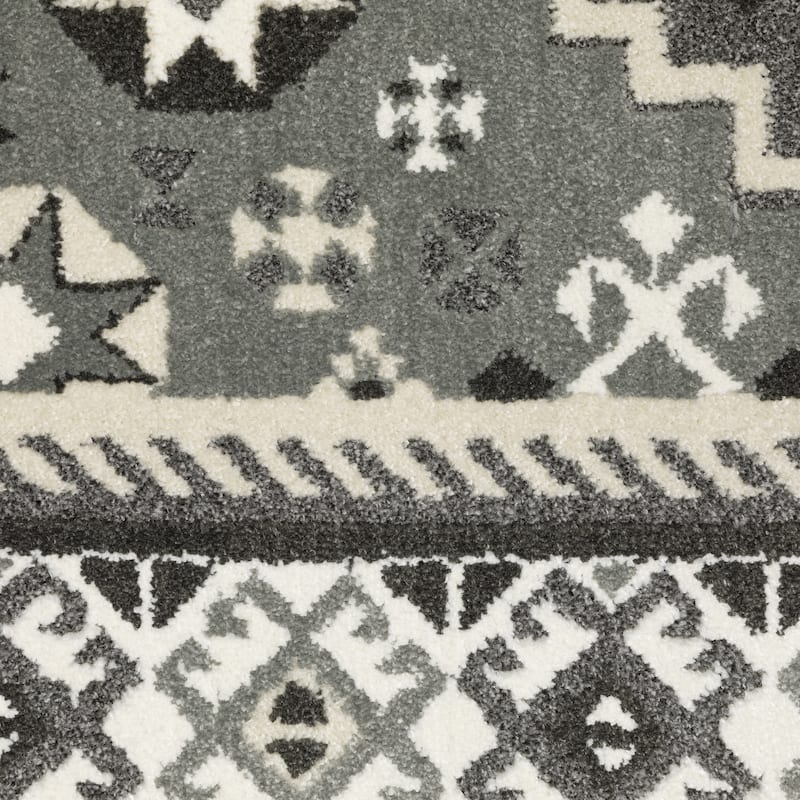 Style Haven Ripley Nomadic Tribal Grey/ Ivory Mixed Pile Area Rug