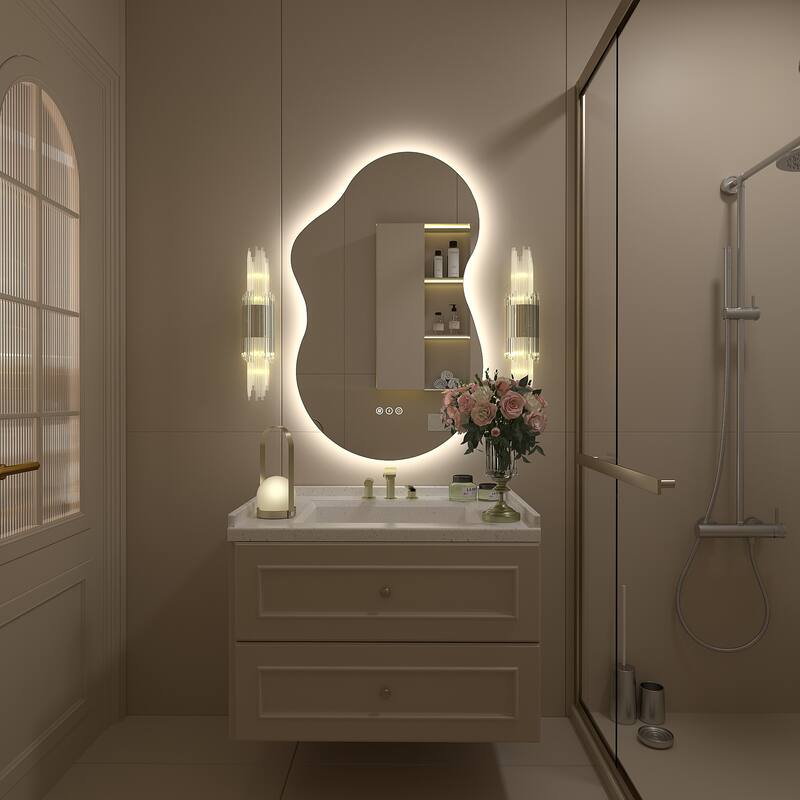 UL Certified Irregular LED Anti-fog Cloud-shaped Wall Bathroom Vanity Mirror