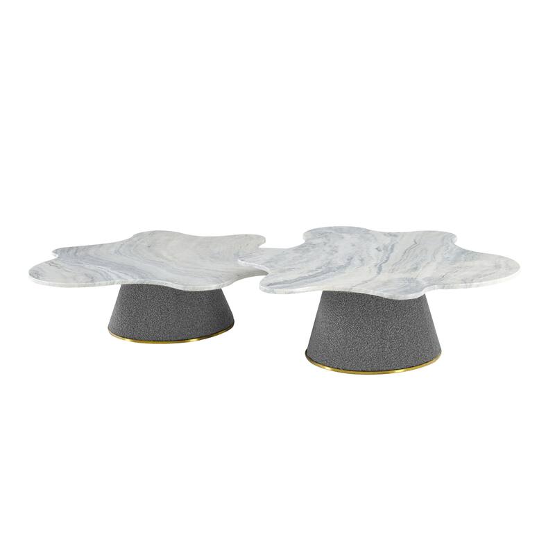 Pasargad Home Simona Marble Top Coffee Table, Silver
