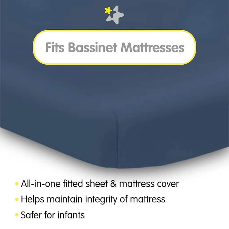 BreathableBaby All-in-One Fitted Sheet & Waterproof Cover for 33" x 15" Bassinet Mattress (2-Pack)