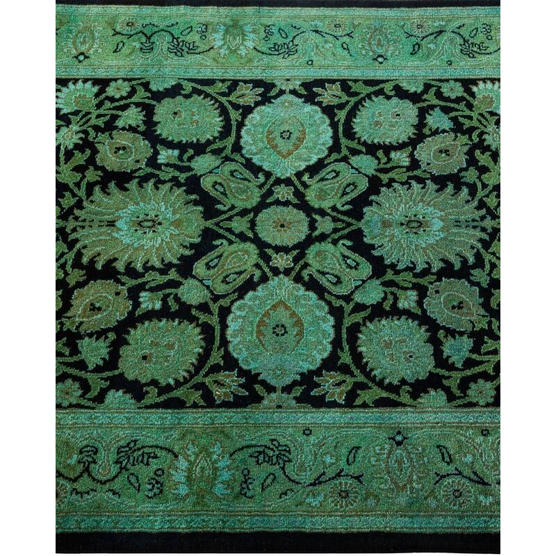 Overton Hand Knotted Wool Vintage Inspired Modern Contemporary Overdyed Black Runner Rug - 2' 7" x 17' 10"