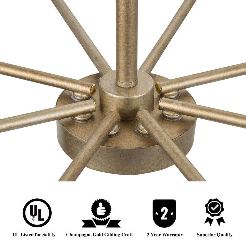 Modern Gold 8-Light Chandelier French Country Wheel Pendant for Dining Room
