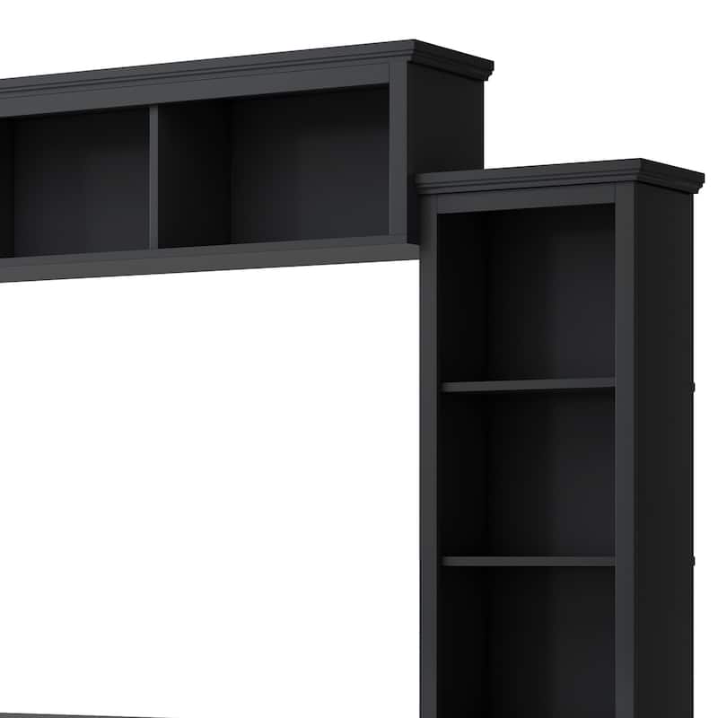 4Piece TV Stand Entertainment Wall Unit with Bridge & 2 Side Piers