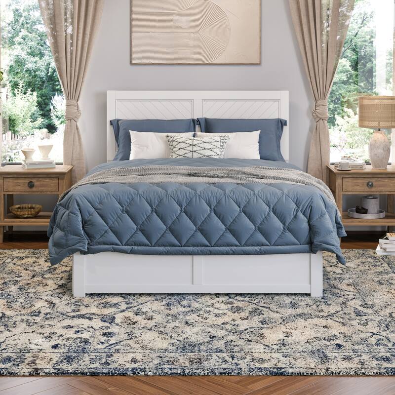 AFI Canyon Full Platform Bed with Footboard & Storage Drawers in White