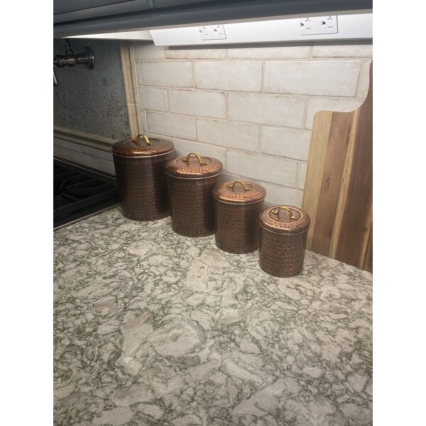4-piece Hammered Antique Copper Canister Set - Overstock ...