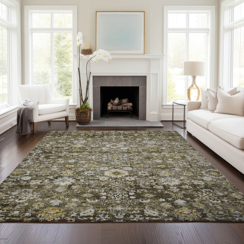 Machine Washable Indoor/ Outdoor Chantille Traditional Vintage Floral Rug