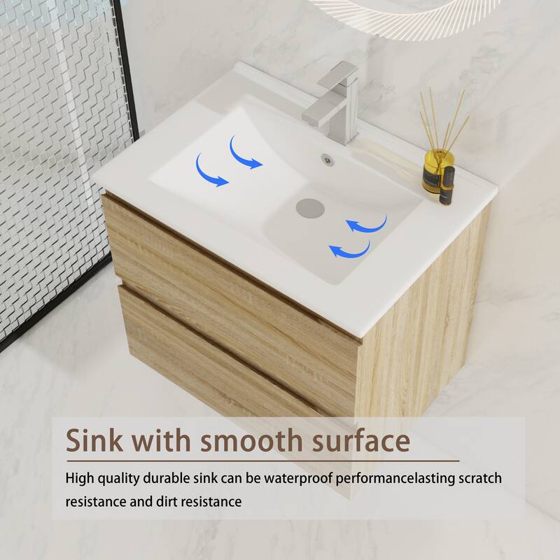 BNK 24"/30"/36'' Single Sink Bathroom Vanity with Two Soft Close Drawers