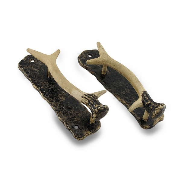 Decorative Metal Antler Handle Rustic Door Pull Set of 2 - 8 X 2 X 2.25 inches