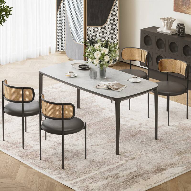 Set of 2 PU Leather Dining Chairs