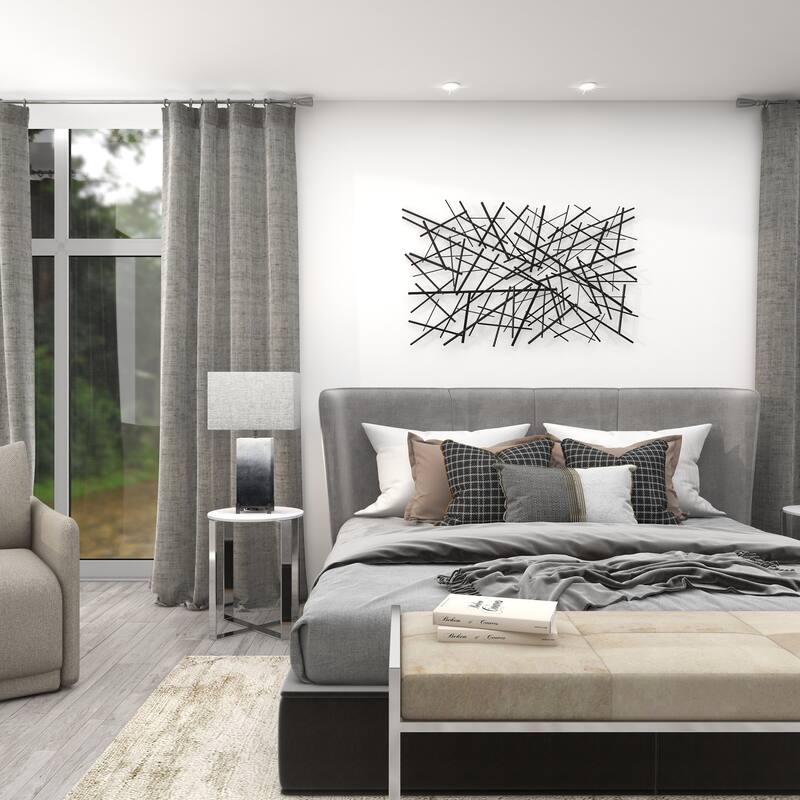 Metal Geometric Overlapping Lines Home Wall Decor - Dark Gray - Roche River Decor