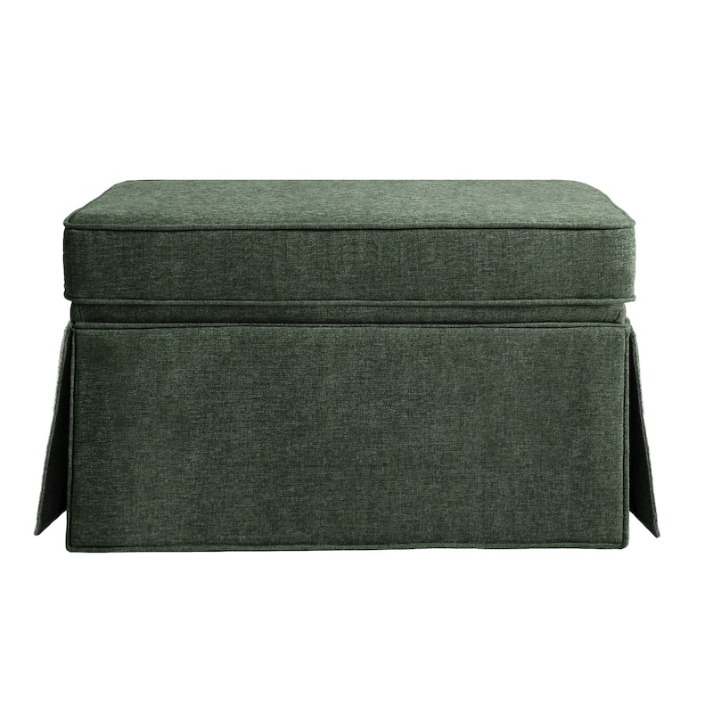 2 Set Rectangle Chenille Upholstered Storage Ottoman